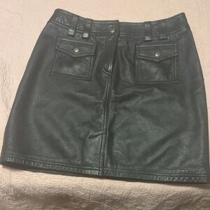 INC International Concepts Black Faux Leather Mini Skirt